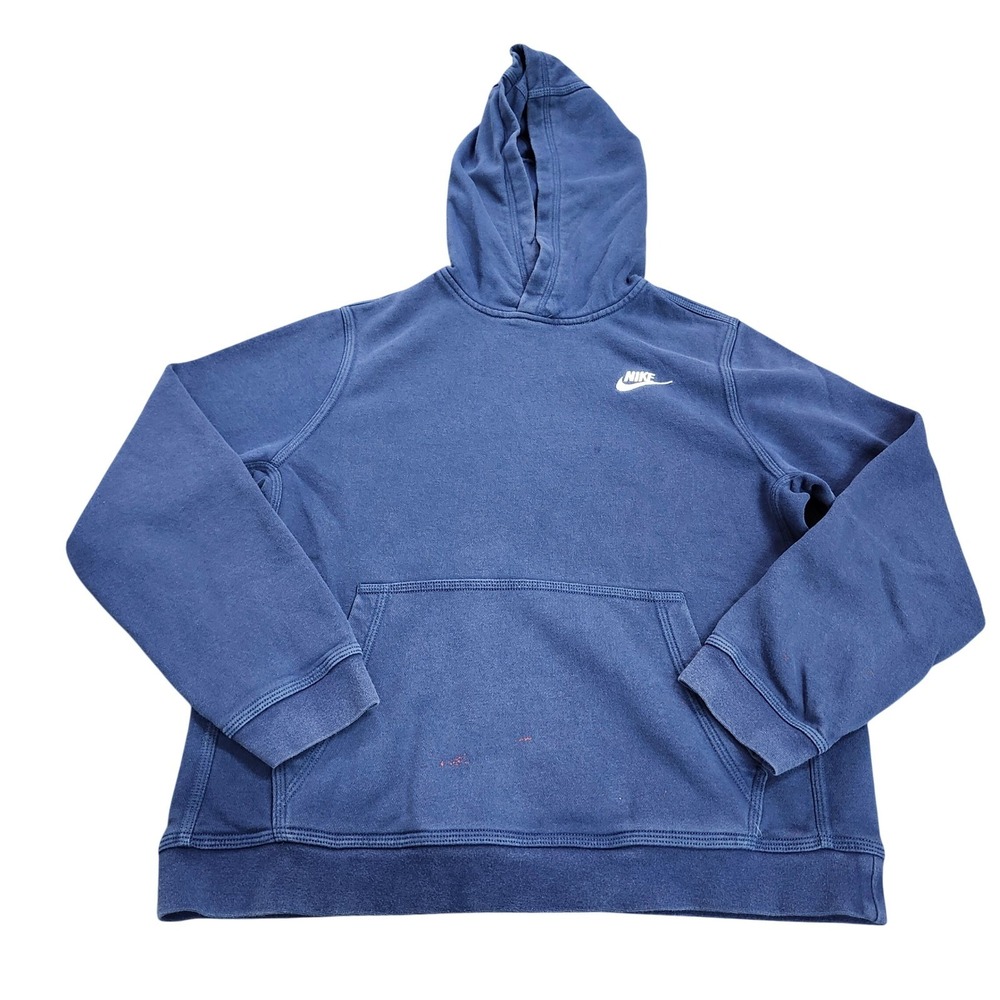 NIKE HOODIE MENS L BLUE SWOOSH PULLOVER ATHLETIC 18704-E4